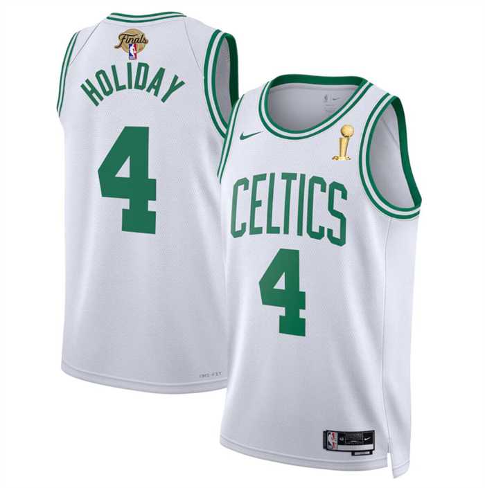 Mens Boston Celtics #4 Jrue Holiday White 2024 Finals Champions Association Edition Stitched Basketball Jersey Dzhi